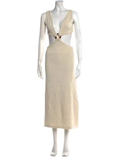 Pre-owned Cult Gaia V-neck Long Dress W/ Tags In Neutral