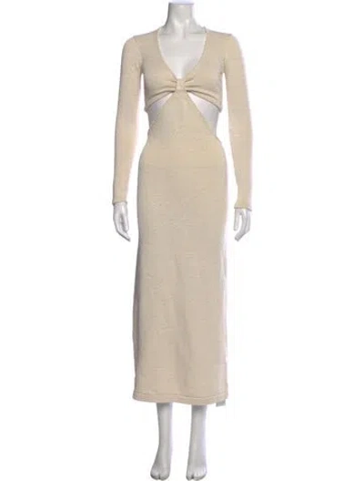 Pre-owned Cult Gaia V-neck Long Dress W/ Tags In Neutral