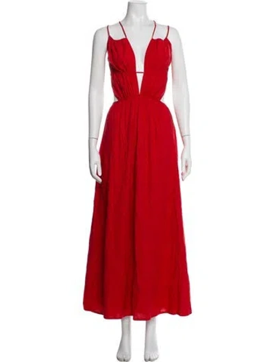 Pre-owned Cult Gaia V-neck Long Dress W/ Tags In Red