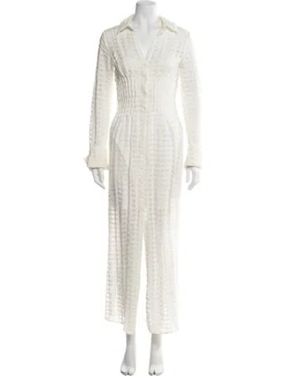 Pre-owned Cult Gaia V-neck Long Dress In White