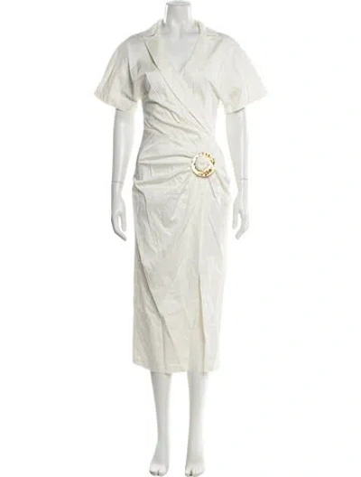 Pre-owned Cult Gaia V-neck Long Dress In White