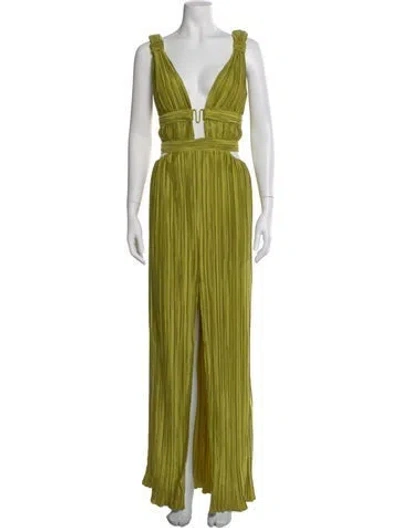 Pre-owned Cult Gaia V-neck Long Dress In Yellow