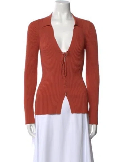 Pre-owned Cult Gaia V-neck Long Sleeve Blouse In Orange