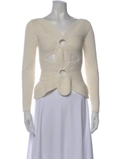 Pre-owned Cult Gaia V-neck Long Sleeve Top W/ Tags In Neutral