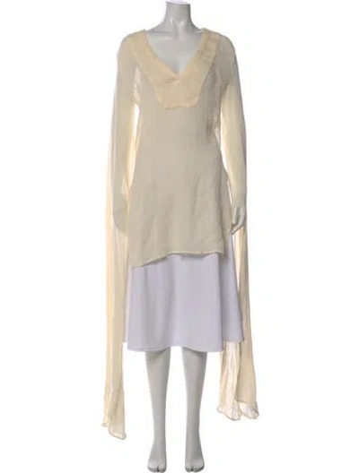 Pre-owned Cult Gaia V-neck Long Sleeve Tunic In Neutral