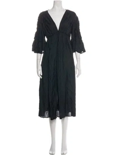 Pre-owned Cult Gaia V-neck Midi Length Dress In Black