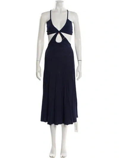 Pre-owned Cult Gaia V-neck Midi Length Dress In Blue