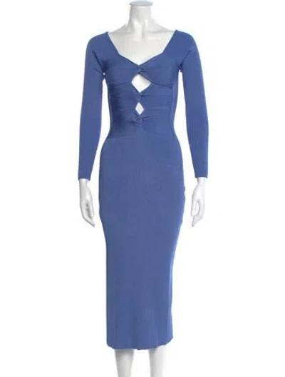 Pre-owned Cult Gaia V-neck Midi Length Dress In Blue