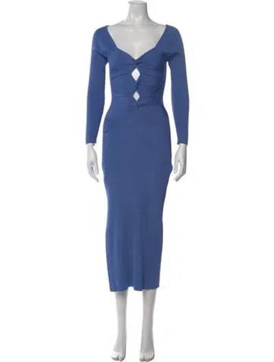 Pre-owned Cult Gaia V-neck Midi Length Dress In Blue