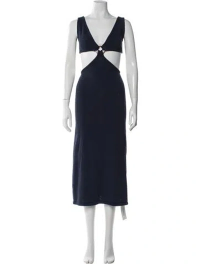 Pre-owned Cult Gaia V-neck Midi Length Dress In Blue