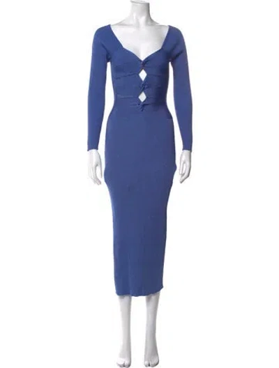 Pre-owned Cult Gaia V-neck Midi Length Dress In Blue