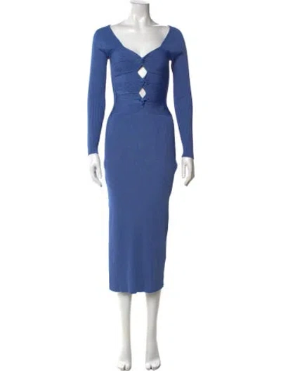 Pre-owned Cult Gaia V-neck Midi Length Dress In Blue