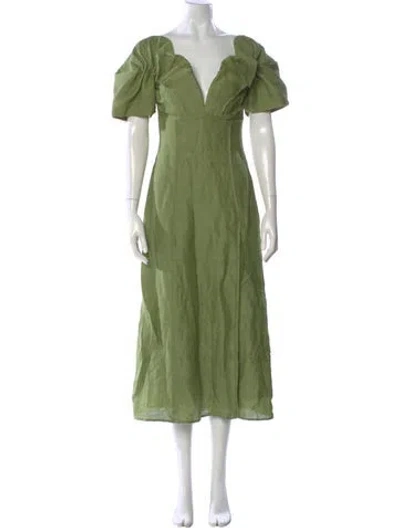 Pre-owned Cult Gaia V-neck Midi Length Dress In Green