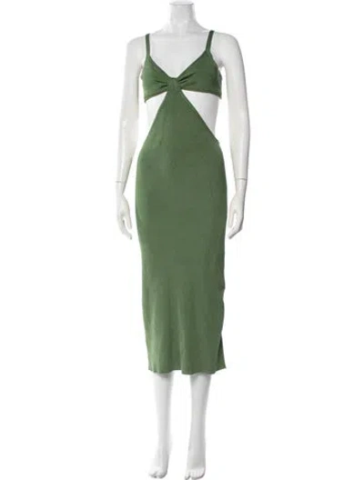 Pre-owned Cult Gaia V-neck Midi Length Dress In Green