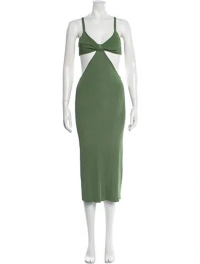 Pre-owned Cult Gaia V-neck Midi Length Dress In Green