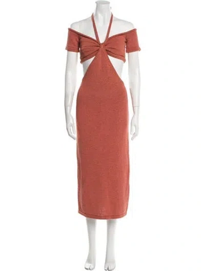Pre-owned Cult Gaia V-neck Midi Length Dress In Neutral