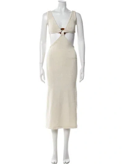 Pre-owned Cult Gaia V-neck Midi Length Dress In Neutral