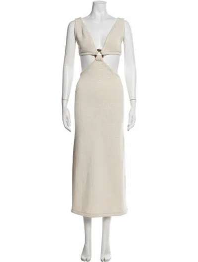 Pre-owned Cult Gaia V-neck Midi Length Dress In Neutral