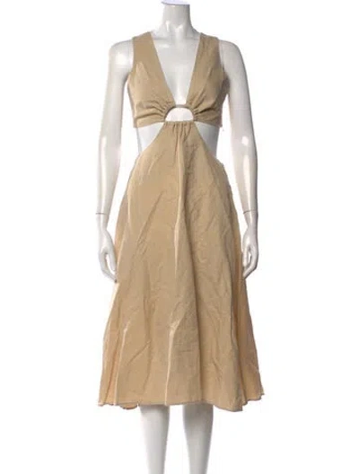 Pre-owned Cult Gaia V-neck Midi Length Dress In Neutral