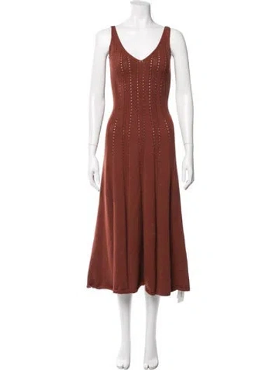 Pre-owned Cult Gaia V-neck Midi Length Dress In Neutrals