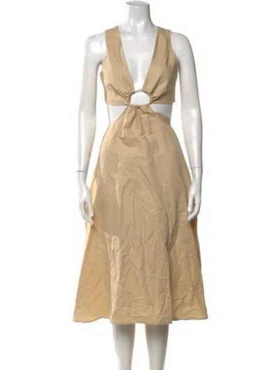 Pre-owned Cult Gaia V-neck Midi Length Dress In Neutrals