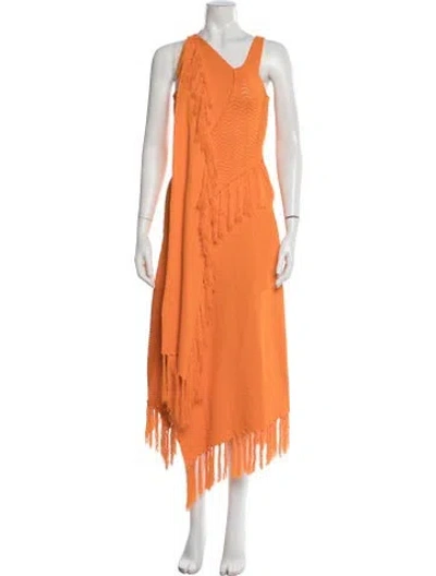 Pre-owned Cult Gaia V-neck Midi Length Dress In Orange