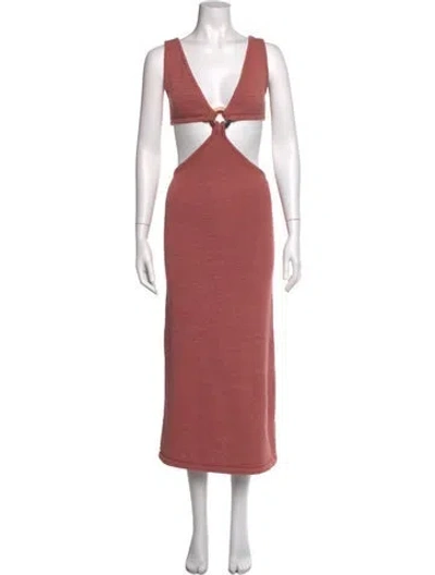 Pre-owned Cult Gaia V-neck Midi Length Dress In Pink