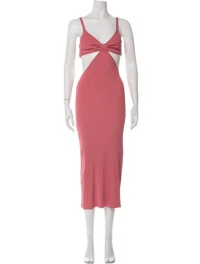 Pre-owned Cult Gaia V-neck Midi Length Dress In Pink