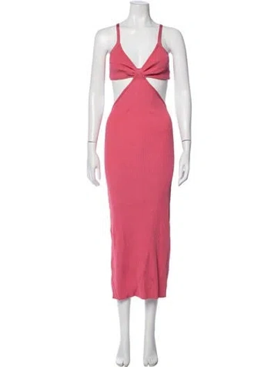 Pre-owned Cult Gaia V-neck Midi Length Dress In Pink