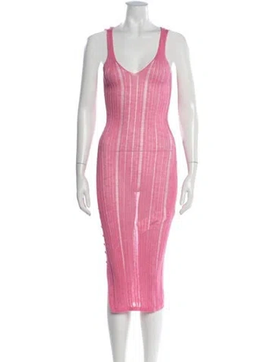 Pre-owned Cult Gaia V-neck Midi Length Dress In Pink