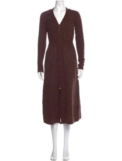 Pre-owned Cult Gaia V-neck Midi Length Dress W/ Tags In Brown