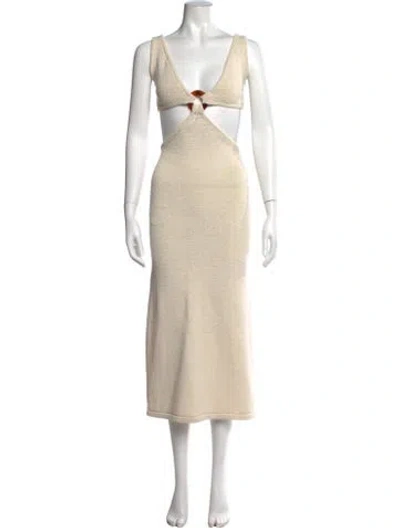 Pre-owned Cult Gaia V-neck Midi Length Dress W/ Tags In Neutrals