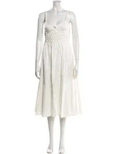 Pre-owned Cult Gaia V-neck Midi Length Dress In White
