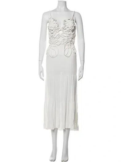 Pre-owned Cult Gaia V-neck Midi Length Dress In White