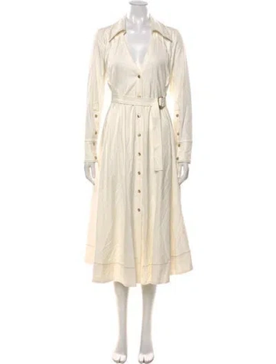 Pre-owned Cult Gaia V-neck Midi Length Dress In White