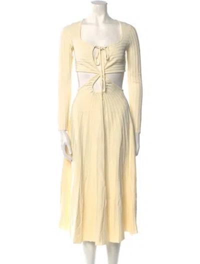 Pre-owned Cult Gaia V-neck Midi Length Dress In Yellow