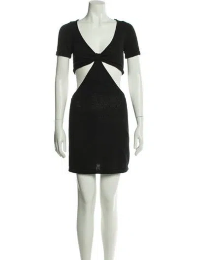 Pre-owned Cult Gaia V-neck Mini Dress In Black
