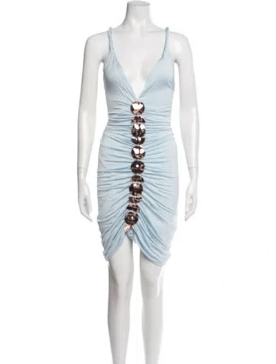 Pre-owned Cult Gaia V-neck Mini Dress In Blue