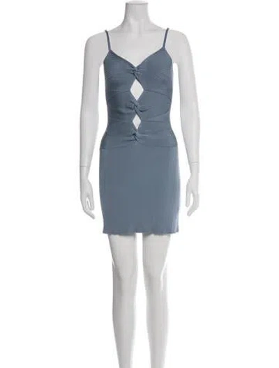 Pre-owned Cult Gaia V-neck Mini Dress In Blue