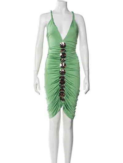 Pre-owned Cult Gaia V-neck Mini Dress In Green