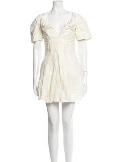 Pre-owned Cult Gaia V-neck Mini Dress In Neutral