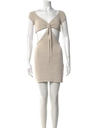 Pre-owned Cult Gaia V-neck Mini Dress In Neutral