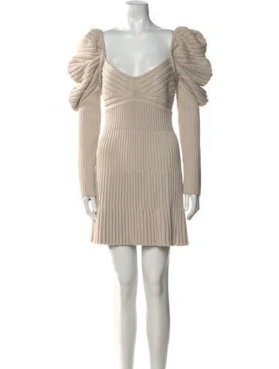 Pre-owned Cult Gaia V-neck Mini Dress In Neutral