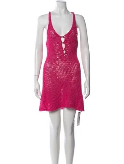 Pre-owned Cult Gaia V-neck Mini Dress In Pink