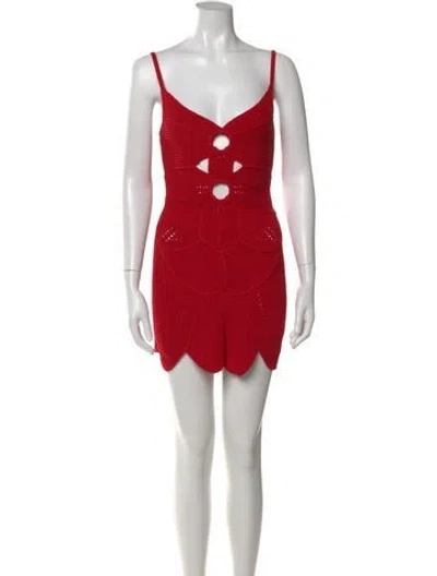 Pre-owned Cult Gaia V-neck Mini Dress In Red