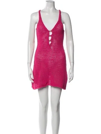 Pre-owned Cult Gaia V-neck Mini Dress W/ Tags In Pink