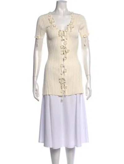 Pre-owned Cult Gaia V-neck Short Sleeve Top In Neutral
