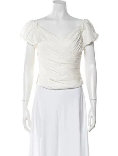 Pre-owned Cult Gaia V-neck Short Sleeve Top In Neutral
