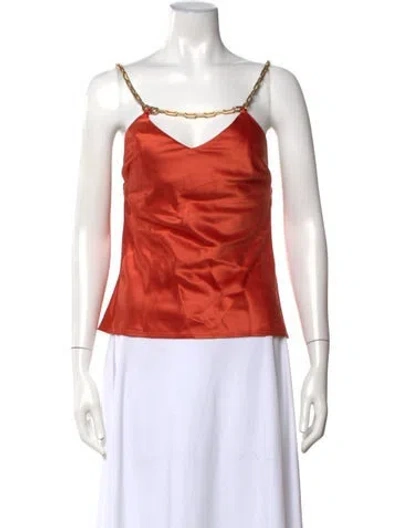 Pre-owned Cult Gaia V-neck Sleeveless Crop Top In Pink