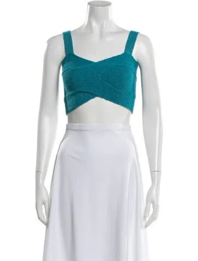 Pre-owned Cult Gaia V-neck Sleeveless Crop Top W/ Tags In Blue